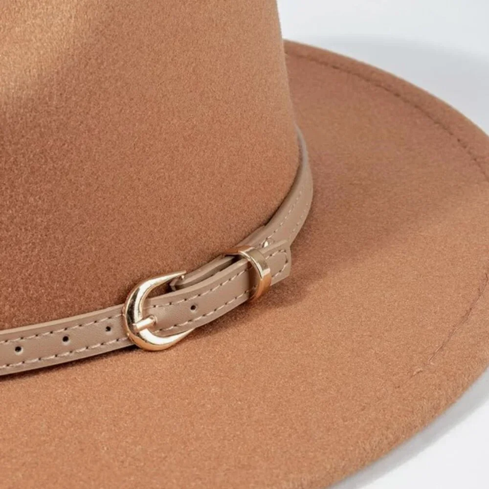 Khaki Wool Hat with Belt Buckle